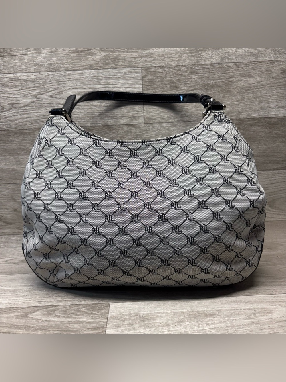 Y2K Ralph Lauren RLL Signature Monogram Canvas Tote Handbag
Double Strap Gray